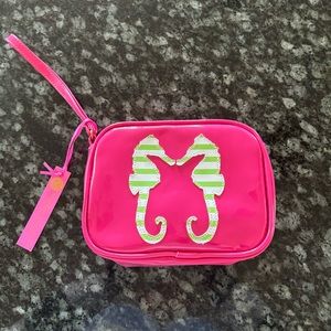 Pink patent leather seahorse zip up bag! New with tags